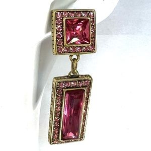 Heidi Daus 🆕 “Fancy Cut” Pink Crystal drop earrings